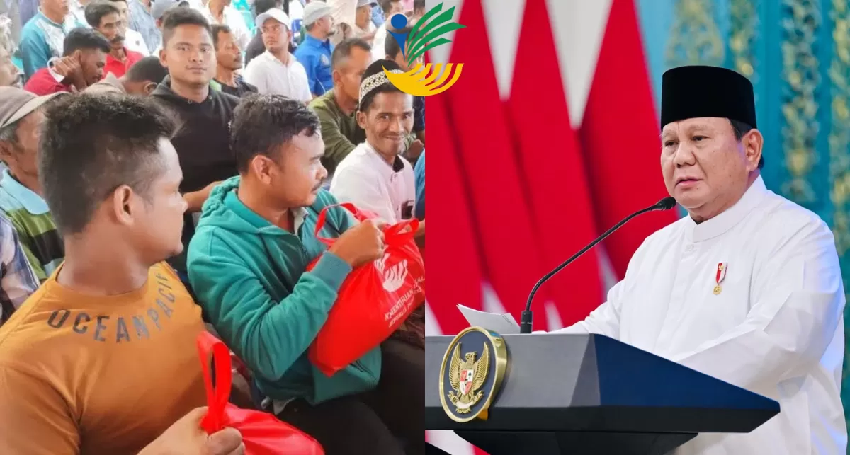 Prabowo Subianto dengan Rakyat yang terima bantuan sosial andalan Kemensos. (Kolase ksp.go.id/menpan.go.id/kemensos.go.id)