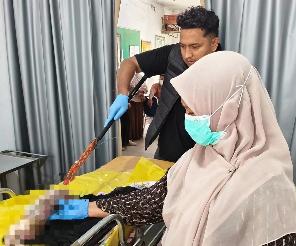 Penemuan jenazah seorang bayi perempuan di aliran Sungai Arakundo, Kecamatan Simpang Ulim, Minggu (12/07/2026
