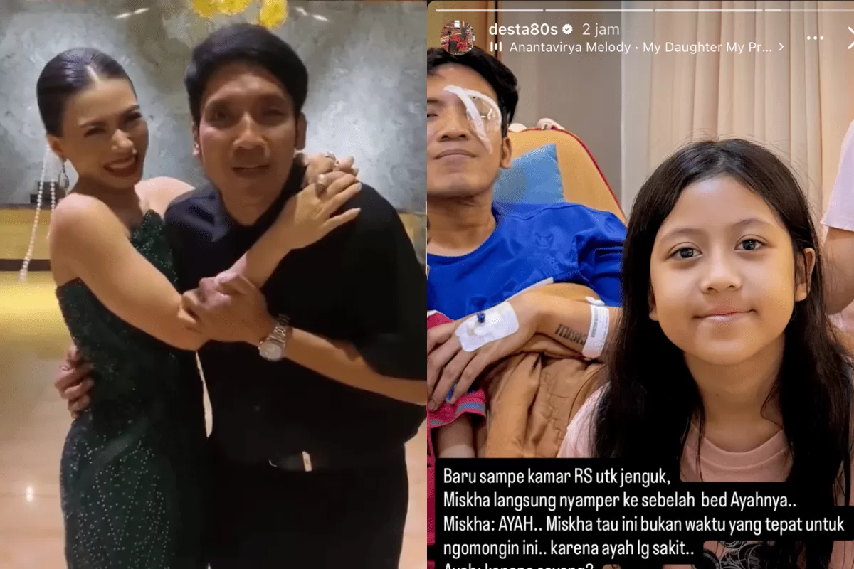 Momen lucu Desta dimarahi sang anak, Miskha karena keciduk gelendotan bersama perempuan lain. (Instagram/@Desta80s)