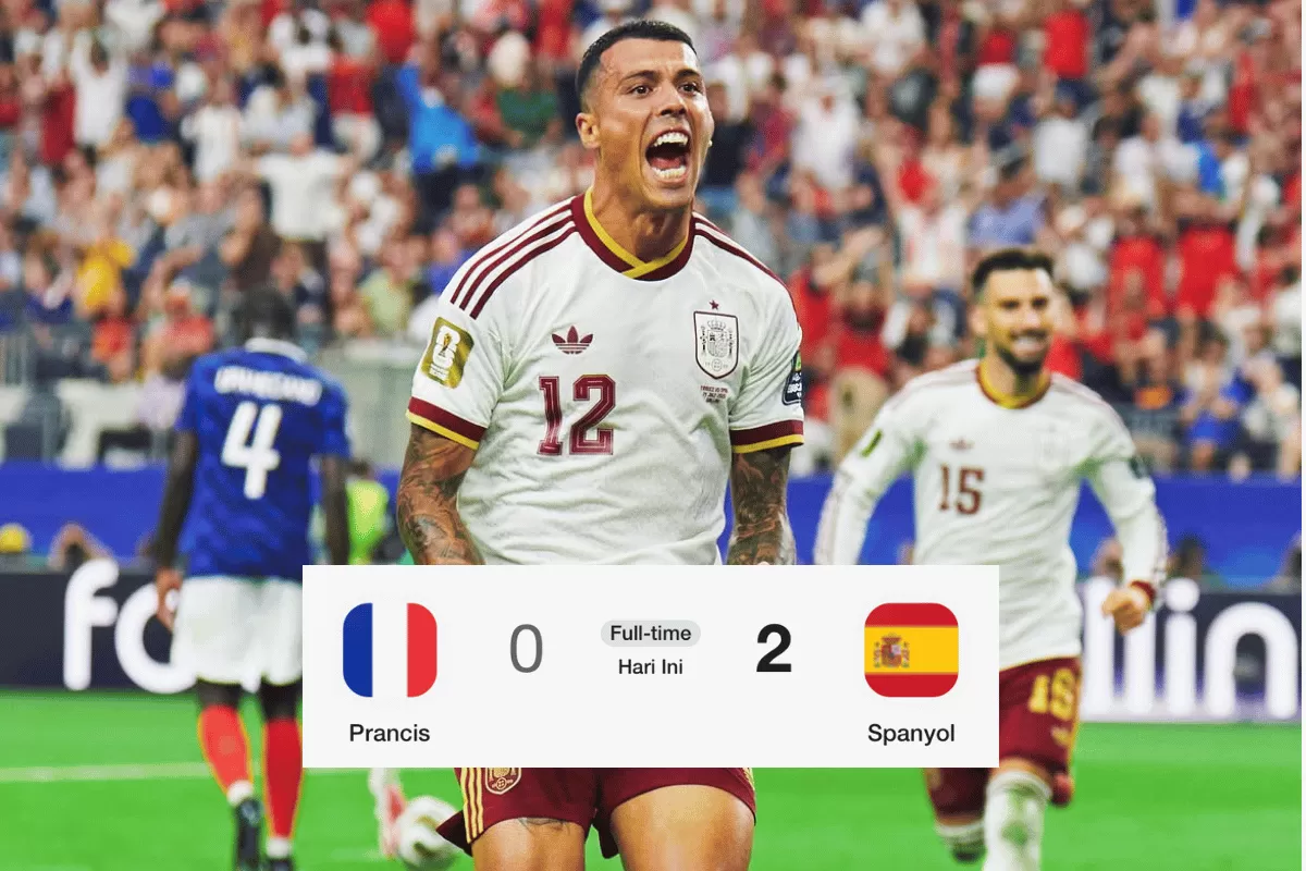 Spain berhasil kalahkan France di laga Semifinal Piala Dunia dengan Skor 2-0 di Stadium Dallas, Arlington, Amerika Serikat, Rabu 15 Juli 2026. (Instagram/@Sefutbol)