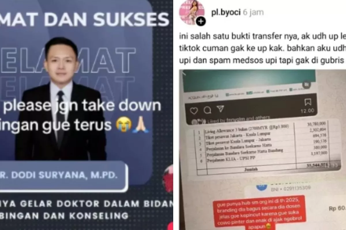 Menyoroti kasus dugaan penipuan yang dilakukan oknum dosen Universitas Pendidikan Indonesia (UPI) terhadap seorang wanita senilai Rp100 juta.  (Dok. Instagram.com/@kabarmahasiswa.id)