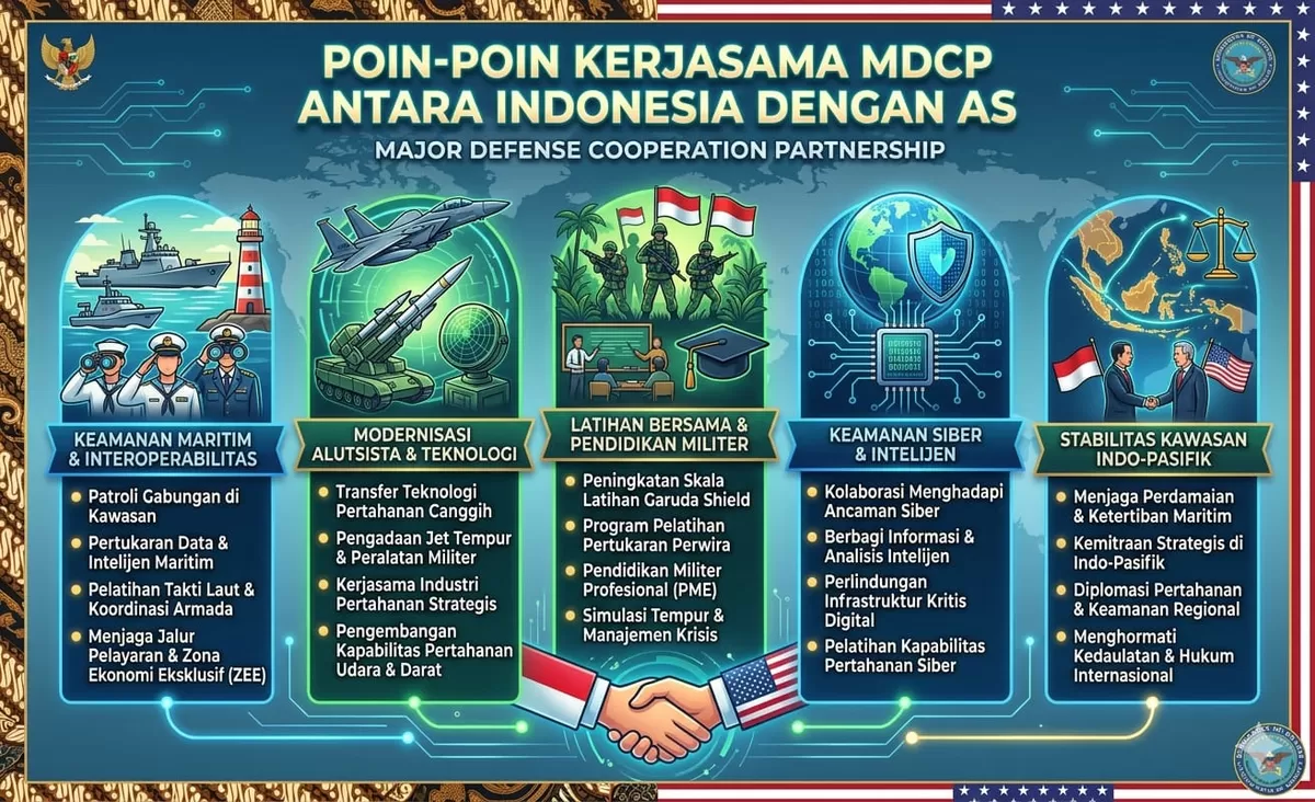 Infografis Poin-poin kerjasama pertahanan RI-AS. 