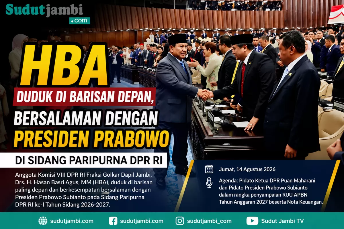 HBA Bersalaman dengan Presiden Prabowo disidang Paripurna DPR RI. (Sudutjambi.com)