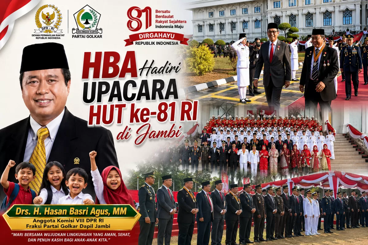 HBA Hadiri Upacara HUT ke-81 RI di Lapangan Kantor Gubernur Jambi. (Doc. Sudutjambi.com)