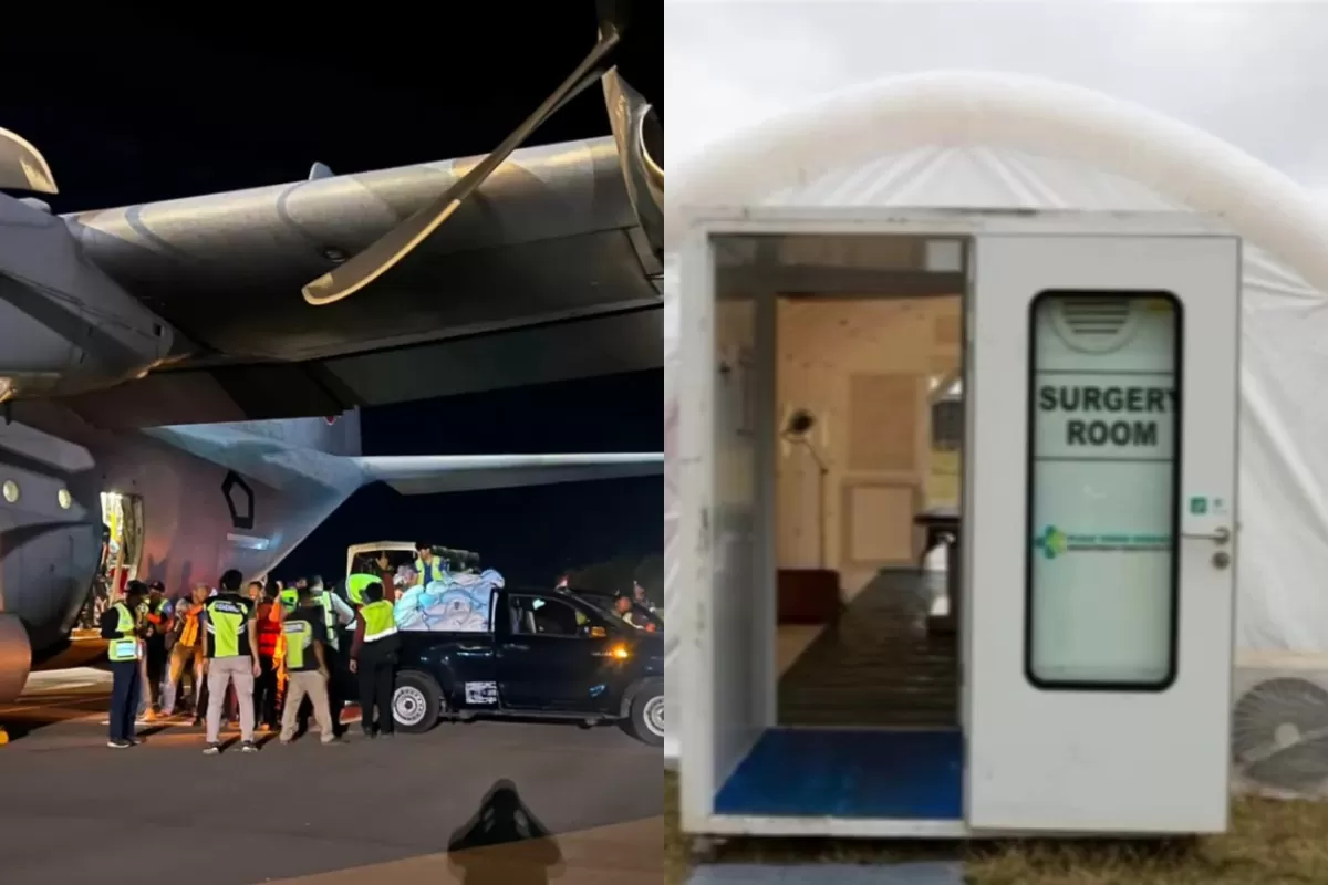 RS lapangan dibangun Kemenkes di Stadion Golo Dukal, Kabupaten Manggarai, NTT, untuk mendukung pelayanan medis bagi korban gempa. (Threads/lintaskanal)