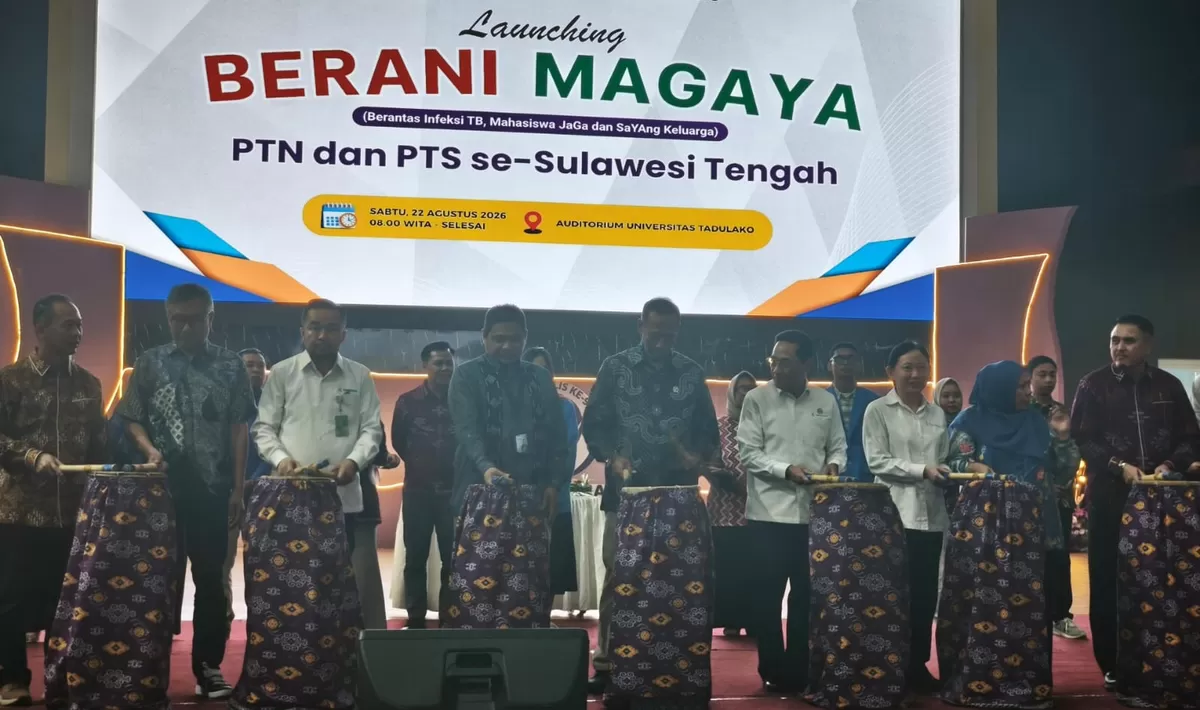 Momen peluncuran BERANI MAGAYA di Auditorium Universitas Tadulako yang dihadiri tiga wakil menteri, Gubernur Sulteng, pimpinan perguruan tinggi, dan sejumlah kepala daerah se-Sulawesi Tengah. (Junaidi )