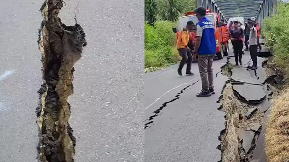 Jalan Trans Flores di bagian utara terancam putus akibat gempa bumi yang terjadi. (Instagram/muhammadnur472)