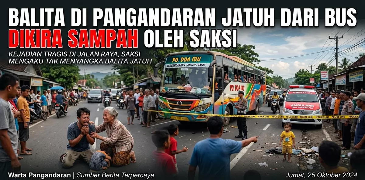 Ilustrasi bayi terpental dari bus di Pangandaran. Gemini ai