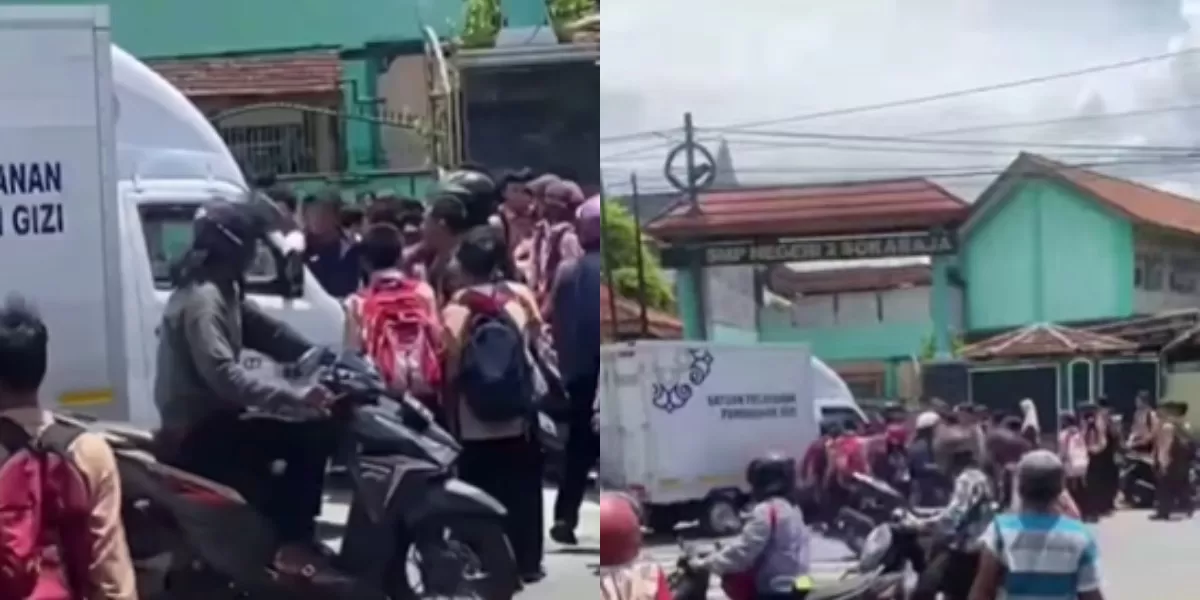 Menyoroti insiden viral terkait penyaluran makan bergizi gratis (MBG) yang diduga terjadi di SMPN 2 Sokaraja, Banyumas, Jawa Tengah. (Instagram.com/@repostium)