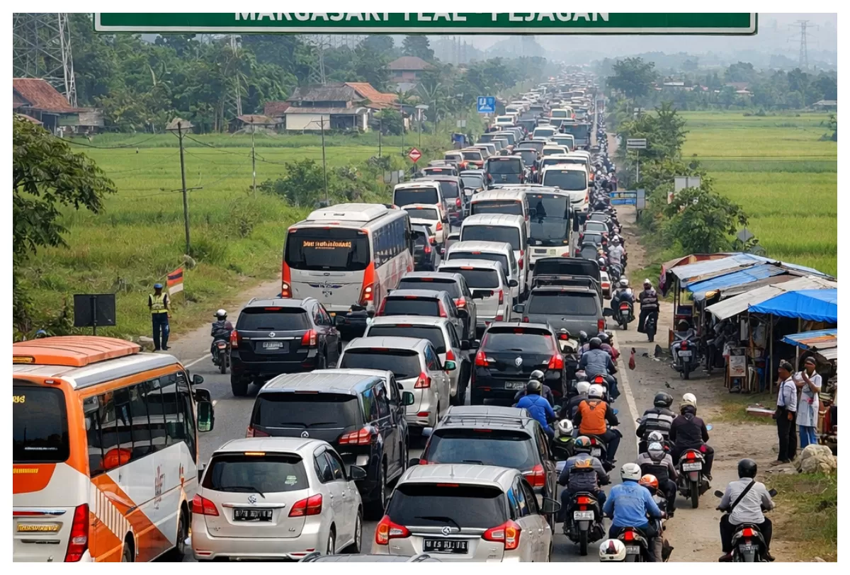 Antrean kendaraan pemudik arus Balik di Jalur Selatan Jawa Tengah (AGUS R)