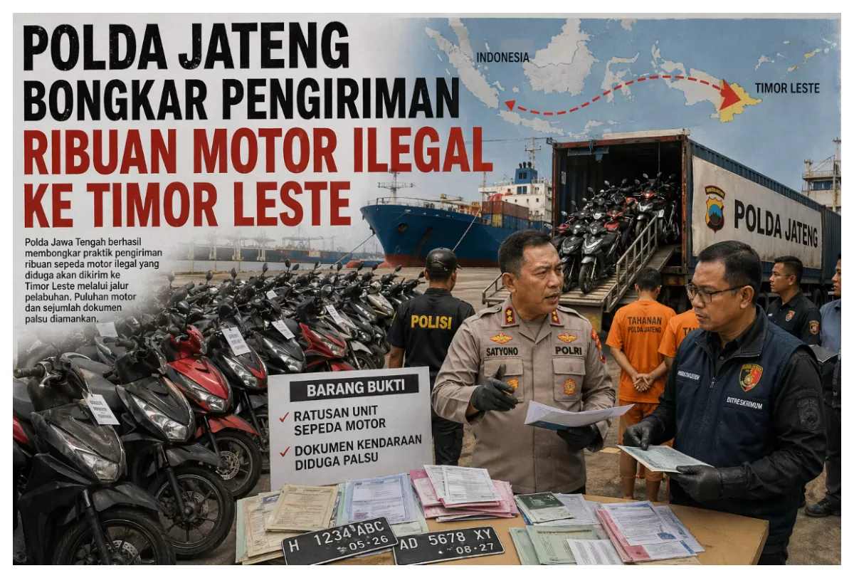 Polda Jateng Ungkap Pengiriman Ribuan Motor ke Timor Leste (Ilus/AGUS R)