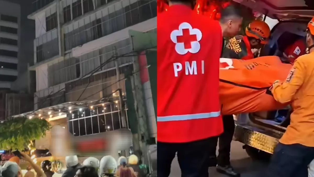 Seorang pemuda diduga lakukan tindakan ekstrem dengan melompat dari lantai 20 di salah satu hotel di Surabaya. (TikTok/muflich - Instagram call112surabaya)