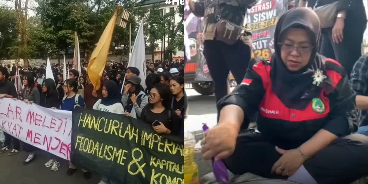 Menyoroti aksi demonstrasi mahasiswa hingga ibu-ibu di Gedung DPRD Jabar terkait kerumitan sistem PCMB 2026 hingga kenaikan BBM. (Instagram.com/@heybandoeng)