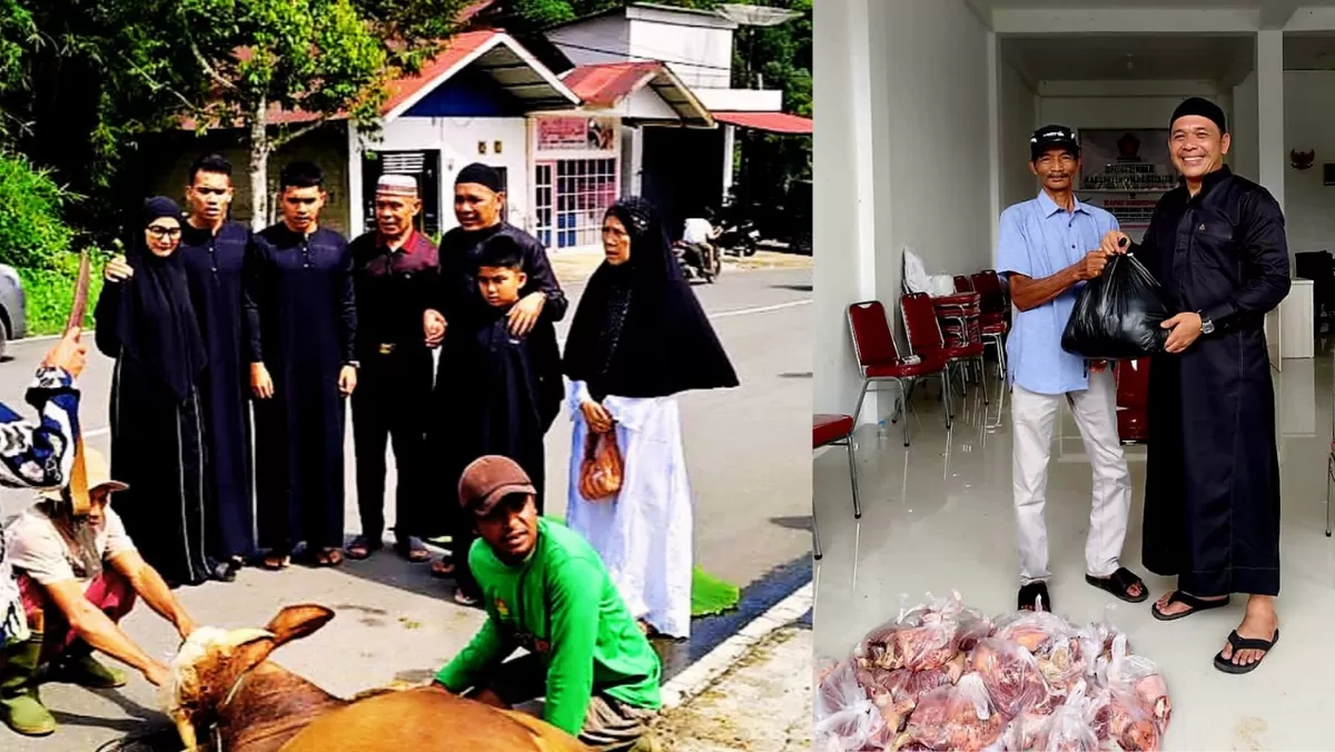 Keluarga besar David Taster menyalurkan dua ekor sapi kurban untuk masyarakat di Solok Selatan 