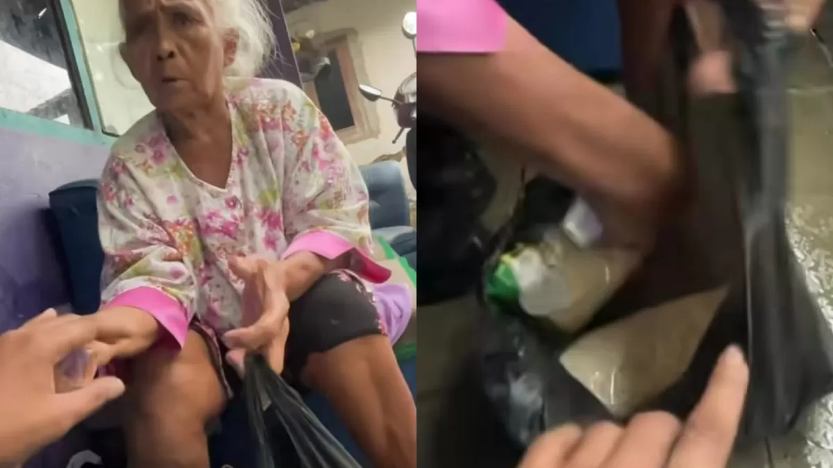 Seorang nenek di Magetan, Jawa Timur ingin memberi beras dan gula untuk melunasi utang. (Instagram/nld_hy05)