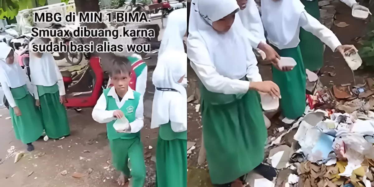 Menyoroti peristiwa viral para siswa MIN Ngali di Bima, Nusa Tenggara Barat (NTB) terekam membuang paket MBG yang diduga sudah basi. (Instagram.com/@mbojoinside)