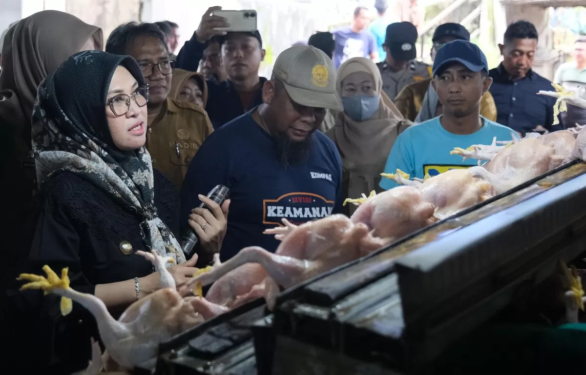 Bupati Gowa, Sitti Husniah Talenrang didampingi sejumlah pimpinan SKPD pantau langsung ke pasar, menemukan ada kenaikan harga, misalnya cabai dan ayam, namun itu masih dalam batas yang wajar. (Ist)