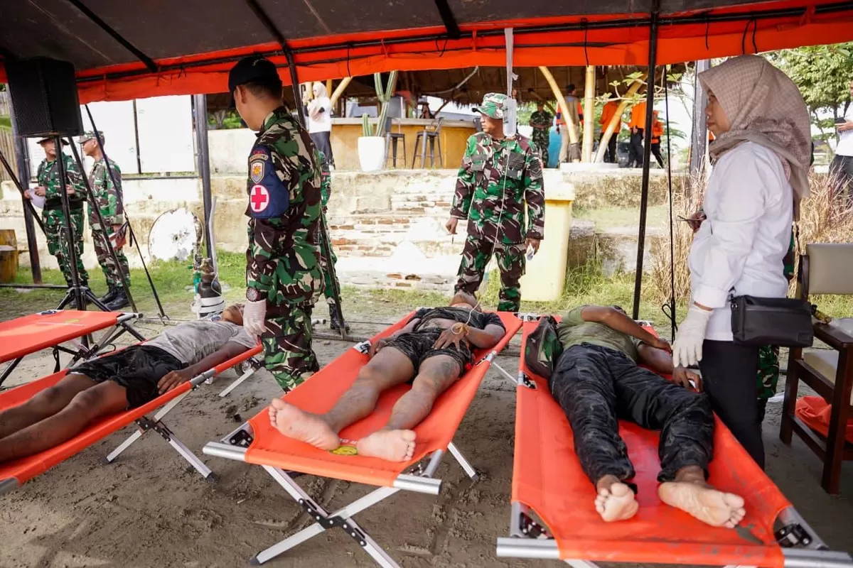 Pemprov Bengkulu bersama instansi terkait, termasuk TNI dan Polri melakukan simulasi mengantisipasi ancama bencana Megatrus di wilayah Bengkulu.(Foto/Ist) 