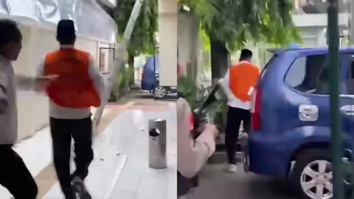 AKBP Basuki lari setelah sidang vonis kasus meninggalnya dosen Untag. (Instagram/zainalpetir_)