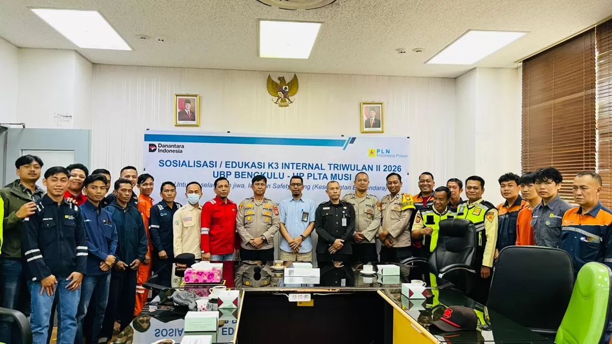 PLN Indonesia Power UBP Bengkulu Unit Pembangkit PLTA Musi melaksanakan kegiatan sosialisasi K3 Internal triwulan II tahun 2026 dengan tema &ldquo;Untuk Keselamatan Jiwa, Lakukan Safety Riding.(Foto/Ist)