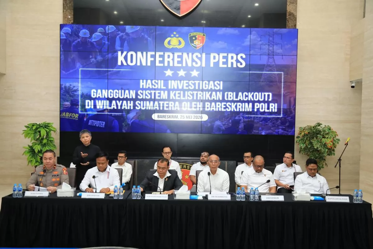 Bareskrim Polei menggekar keterangsn owrs terkait gangguan haribgan listrik sumatera (Foto/Ist)