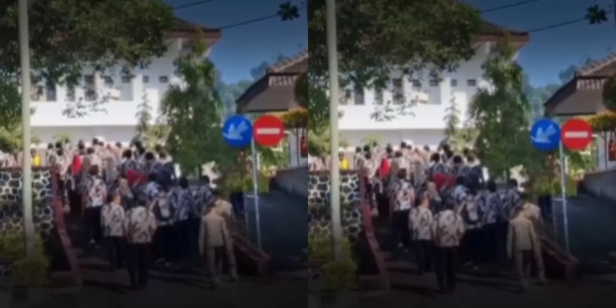 Menyoroti aksi penggerudukan oleh ratusan perangkat desa ke kantor Camat Selogiri, Wonogiri, Jawa Tengah (Jateng), pada Jumat, 5 Juni 2026. (Instagram.com/@infocegatansukoharjo)