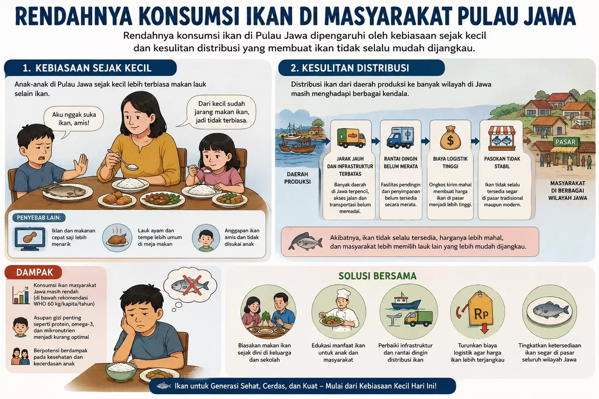 konsumsi ikan di masyarakat pulau jawa rendah (ilustrasi AI)