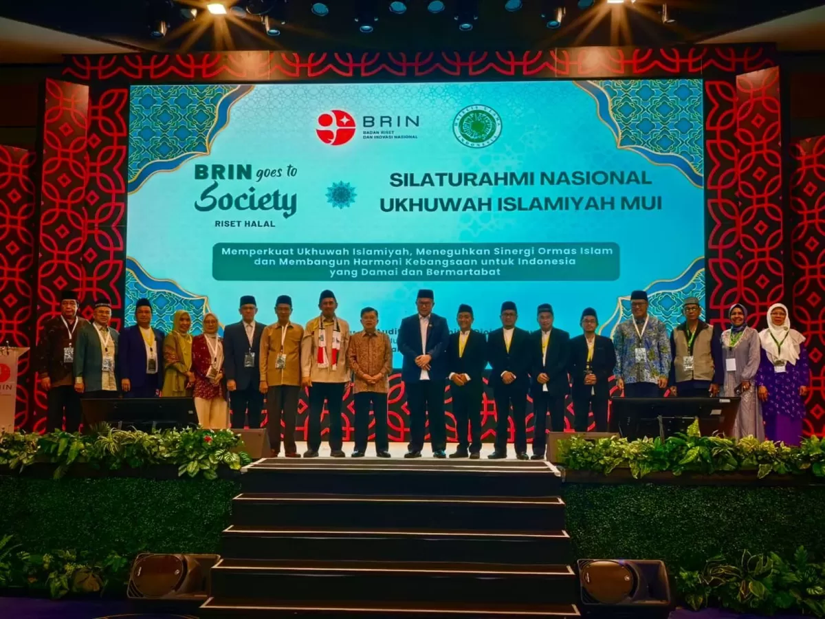 Jusuf Kalla memberikan keynote speech pada acara Silaturahmi Nasional Ukhuwah Islamiyah Majelis Ulama Indonesia (MUI) di Gedung B.J. Habibie, Kantor BRIN, Jakarta, Senin (29/6/2026). (Ist)