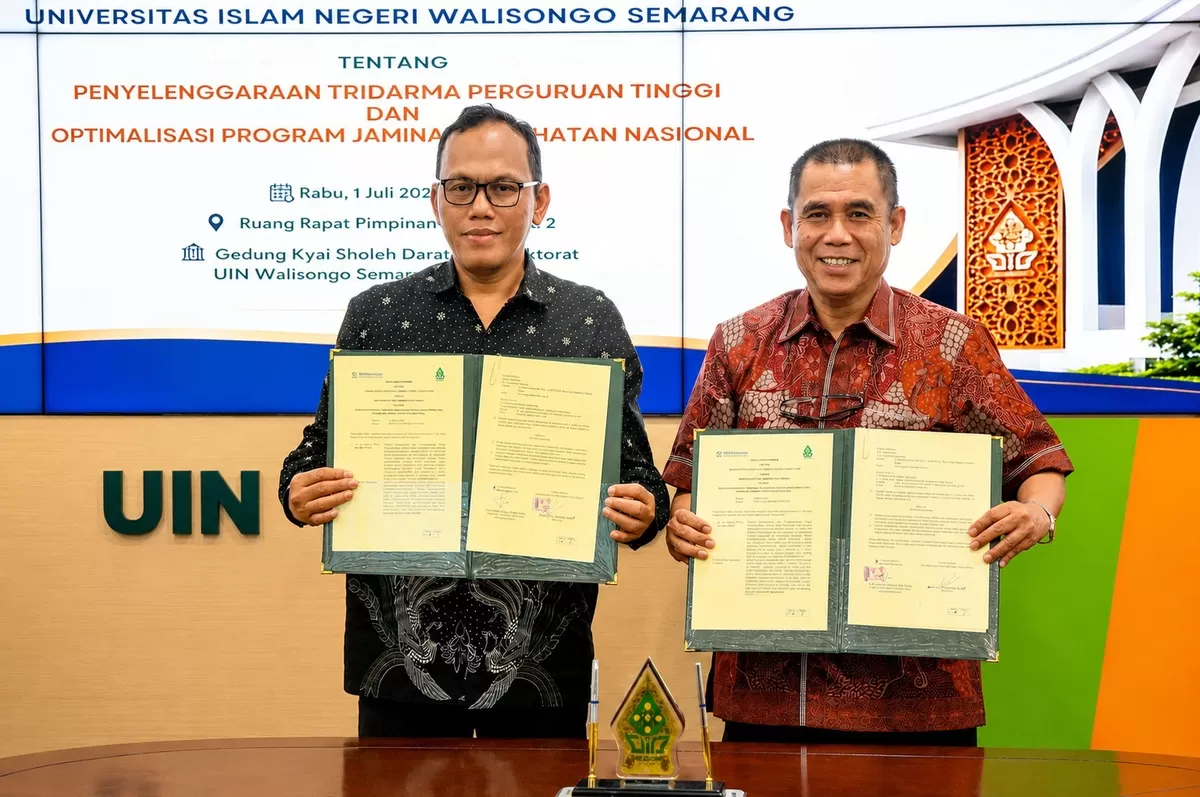Penandatanganan Nota Kesepahaman tentang Penyelenggaraan Tridarma Perguruan Tinggi dan optimalisasi Program JKN, antara BPJS Kesehatan dan UIN Walisongo Semarang, Rabu (1/7/2026).