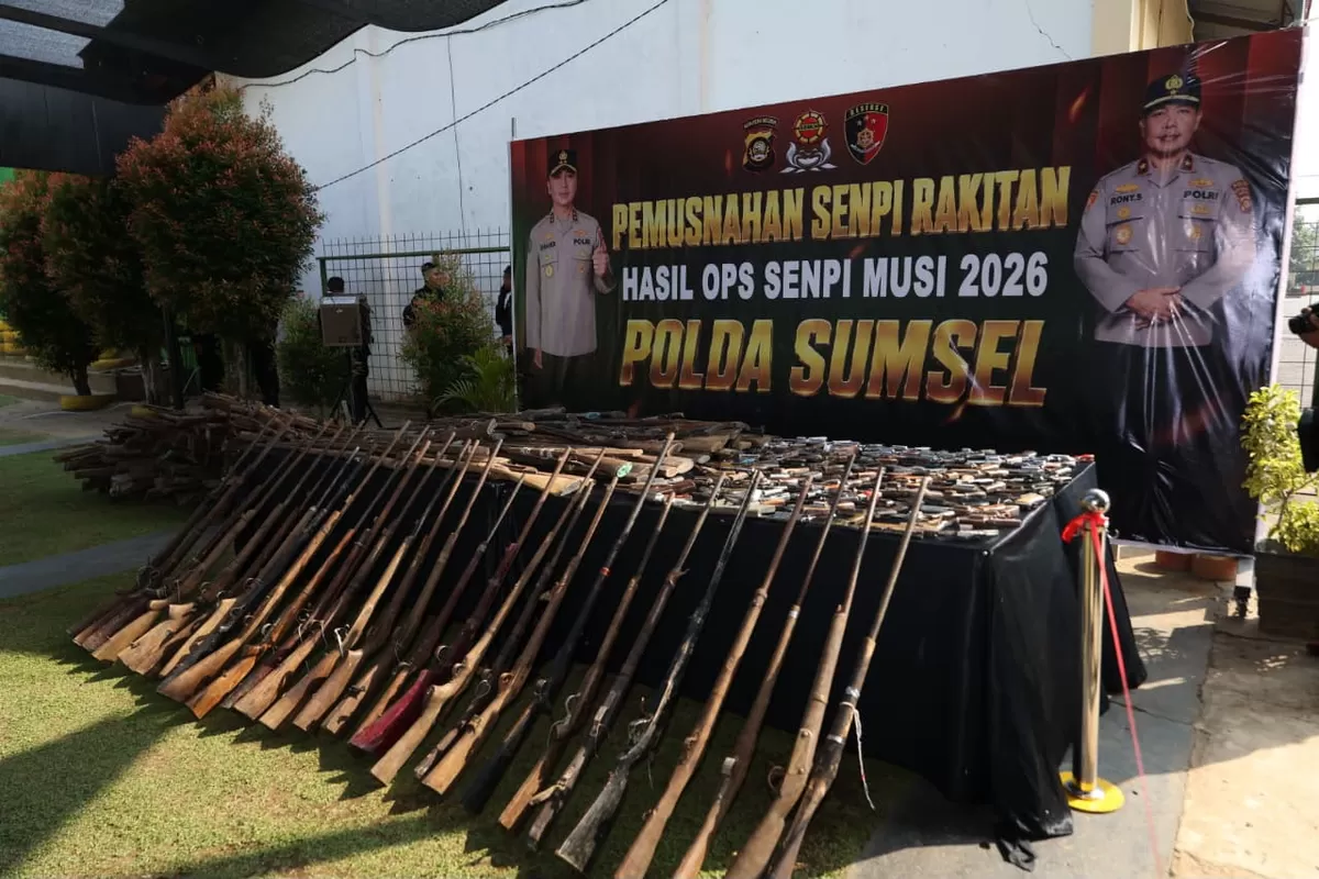 Polda Sumsel musnahkan ratusab senjata api ilegal hasil Operasi Musi (Foto/Ist) 