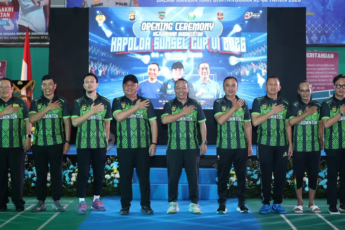 Polda Sumsel gelar kejuaraan bulu tangkis Kapolda Cup 2026 dala m upaya memperat sinergi dengan masyarakat. (Foto/Ist)