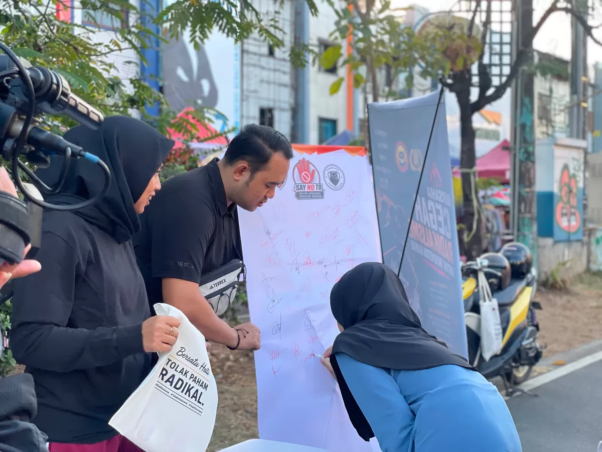 Densus 88  Anti Teror Polri Ajak Masyrakat Tolak Twrorisme dan Bulyung.(Foto/ Ist)
