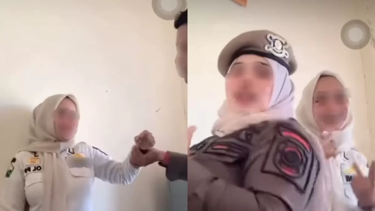 Viral video anggota Satpol PP-WH Kabupaten Bireuen berjoget. (TikTok/3.dara27)