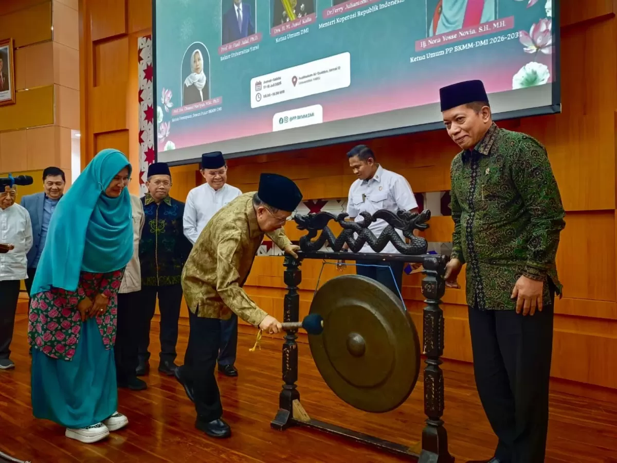 Jusuf Kalla membuka Rakernas I BKMM DMI di Auditorium Kampus Universitas YARSI, Jakarta Pusat, Jumat (17/7/2026).(Ist)