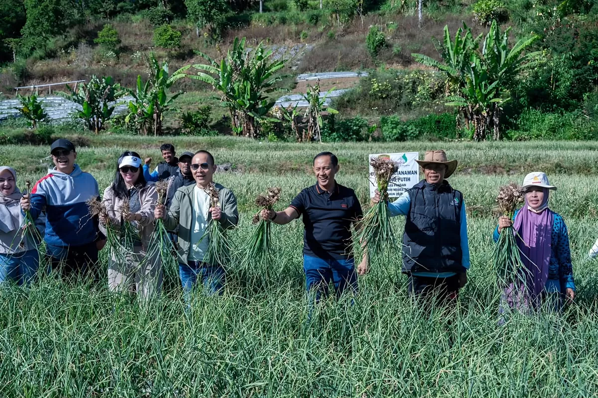 Satgas Pangan Polri kembangkan tanaman bawang putih ratusan hektare du Nusa Tenggara Barat ubtuk memperkuat ketahanan pangan nasional.(Foti/Ist(