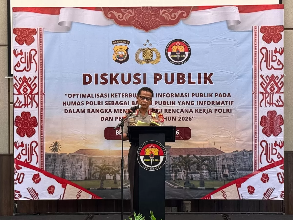 Wakapolda Bengkulu membuka gelar diskusi  publik dalam rangka keterbukaan informasi.(Foto/Ist(