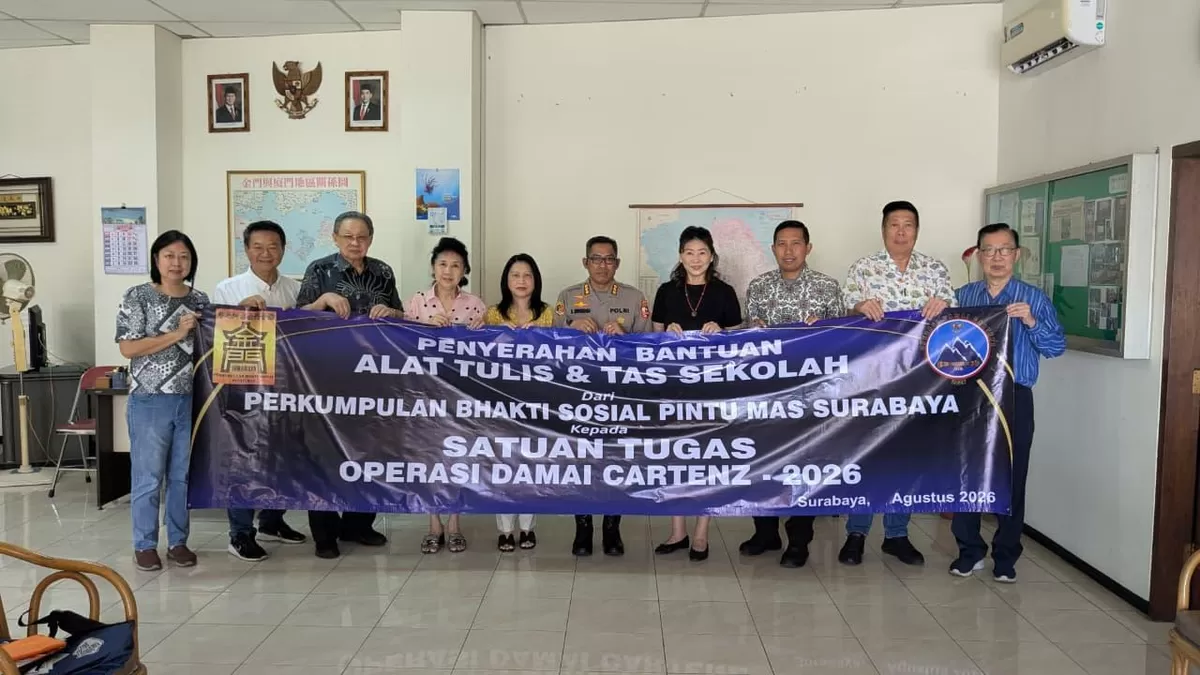 Satgas Ops Damai Cartenz  terima bantuan ribuan paket alat tulis untuk anak- anak  di  Papua.(Foto/Ist(