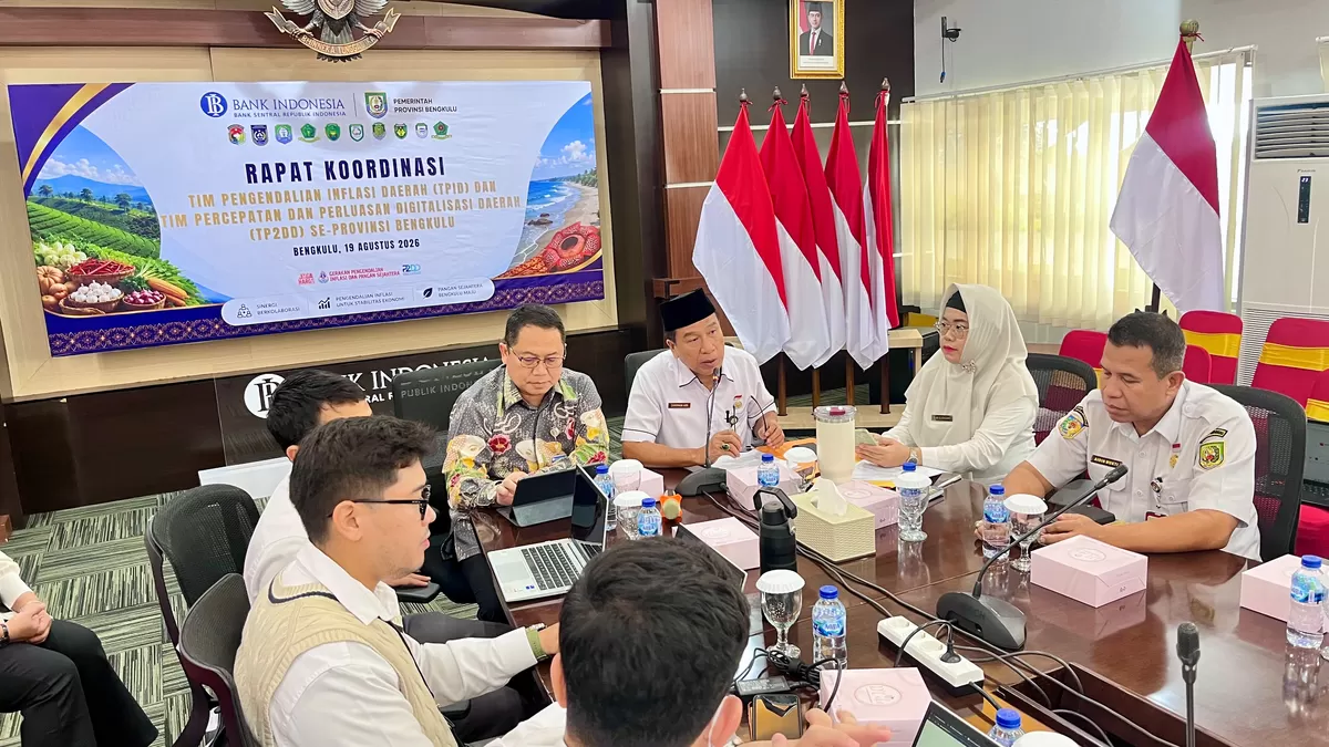 Rapat Koordinasi Tim Pengendalian Inflasi Daerah (TPID) dan Tim Percepatan dan Perluasan Digitalisasi Daerah (TP2DD) se-Provinsi Bengkulu. (Foto/Ist)