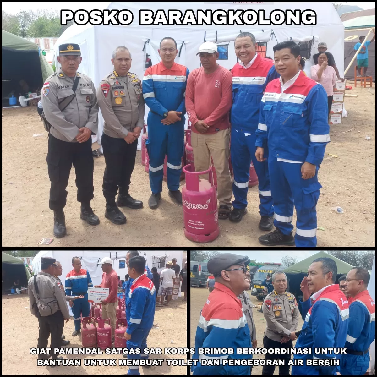 Pasikan Brimob BKO Polda BTT BantucWaega Korban Gempa.(Foto/Ist)