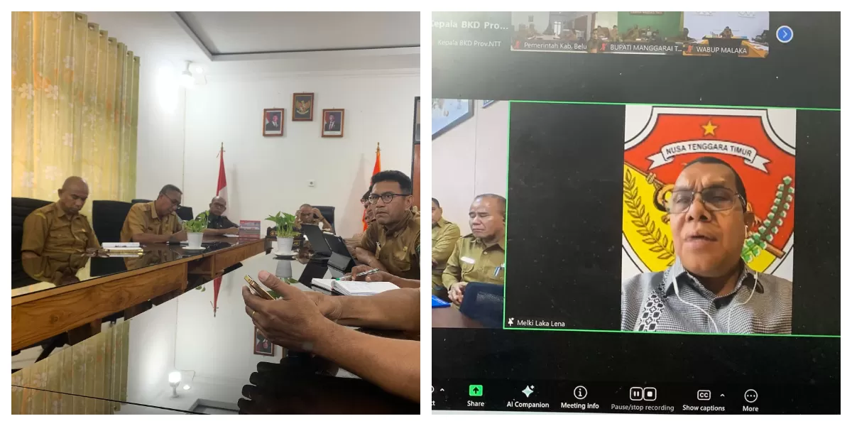 Suasana rapat sinkronisasi kebijakan Pemprov NTT dan pemerintah kabupaten/kota membahas batas maksimal 30 persen belanja pegawai dalam APBD 2027.  (Foto/ Humas Pemda Flotim.)