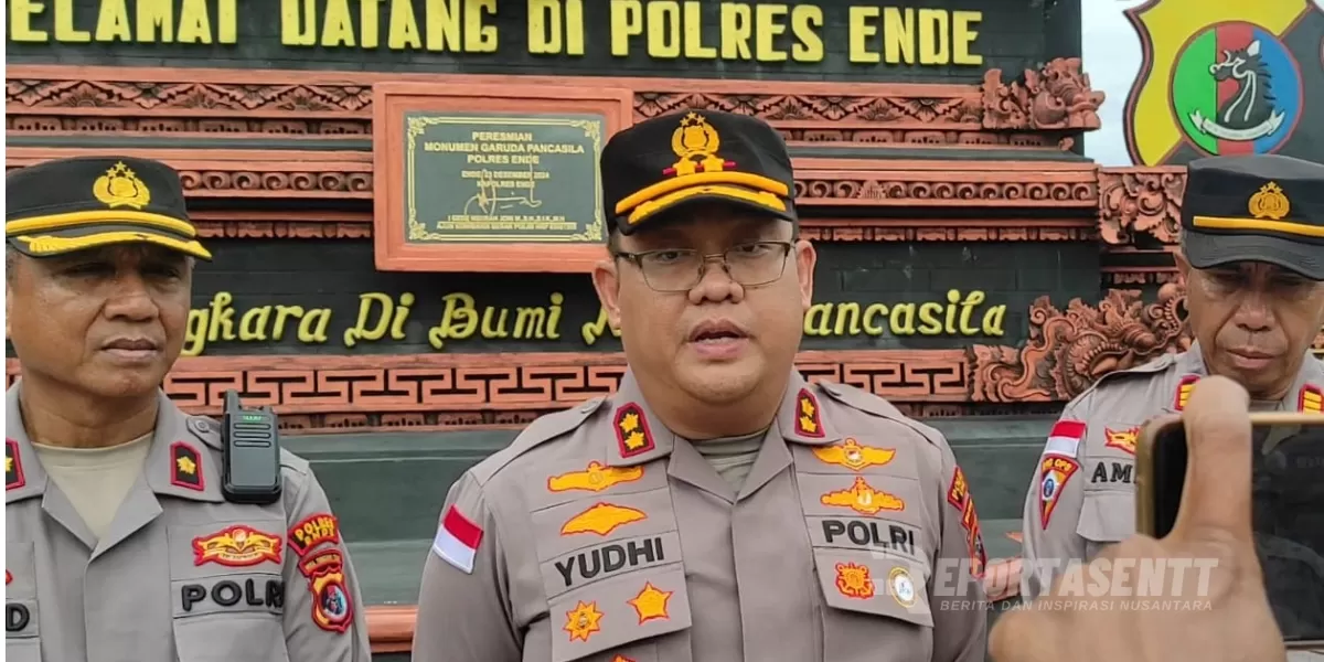Kapolres Ende AKBP Yudhi Franata saat memebrikan keterangan persnya. (Foto/dokumentasi Reportase NTT)