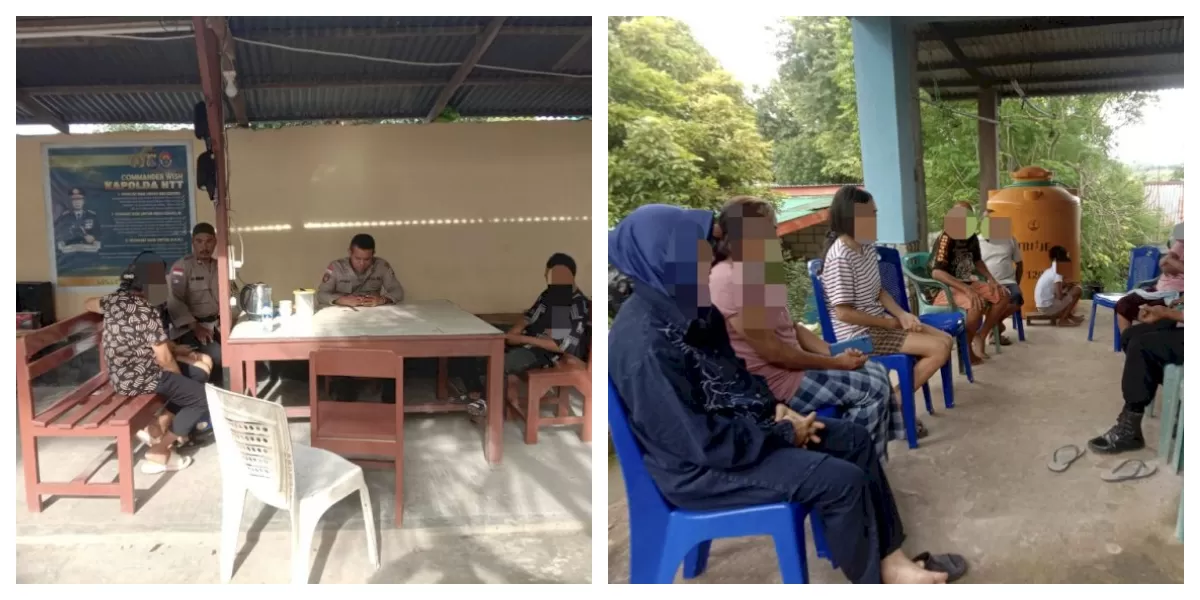 Petugas kepolisian melakukan olah tempat kejadian perkara di rumah korban di Batuplat, Kupang, usai insiden penganiayaan yang dipicu persoalan asmara. (Foto TBN Polresta Kupang Kota)