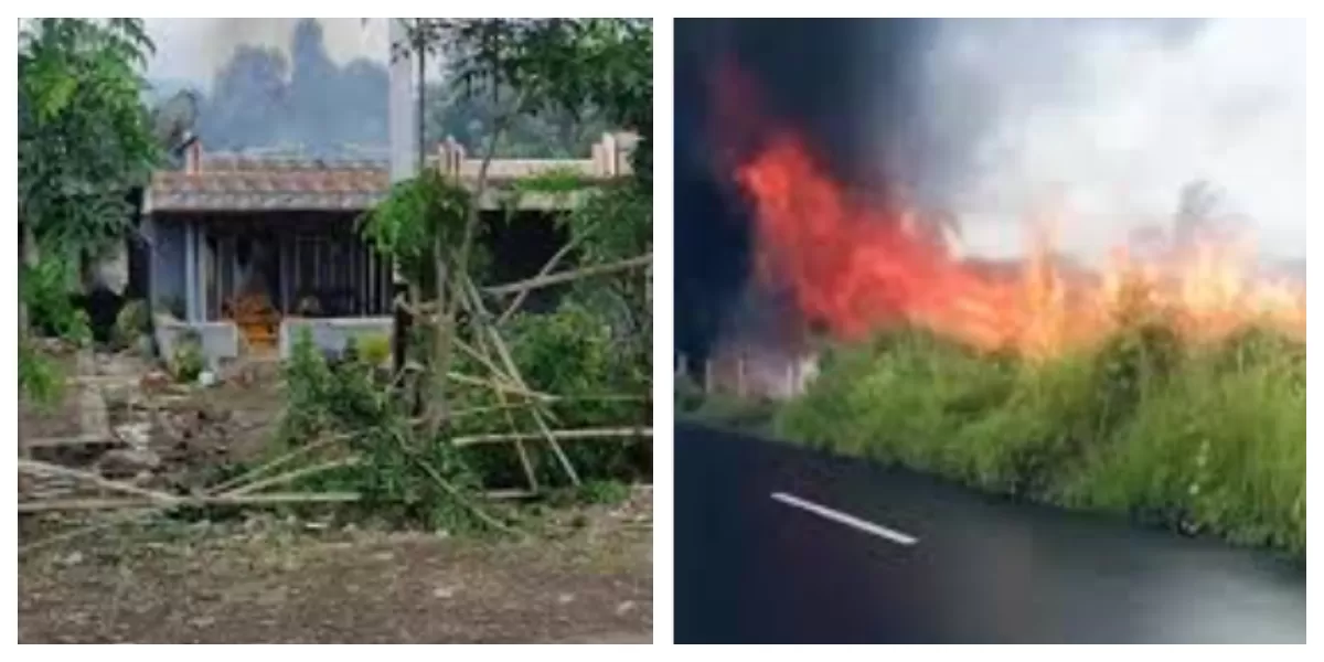 Kondisi rumah warga Lewo Nara di Adonara Timur yang hangus terbakar pascakonflik, menyisakan puing bangunan dan barang yang rusak di lokasi kejadian. (Foto/ist)