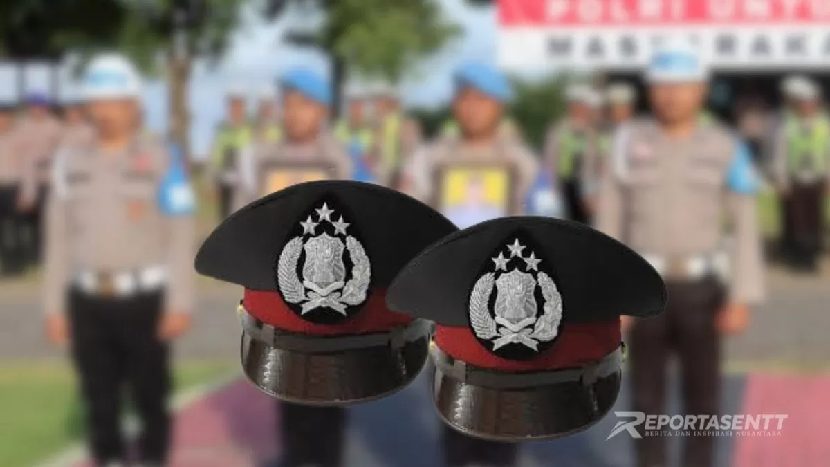 Foto backround; Upacara PTDH di Polres Ende berlangsung khidmat dan haru, dipimpin Kapolres, sebagai bentuk penegakan disiplin serta integritas anggota kepolisian. (Foto latar TBN Polres Ende/ desain tem by Tim)