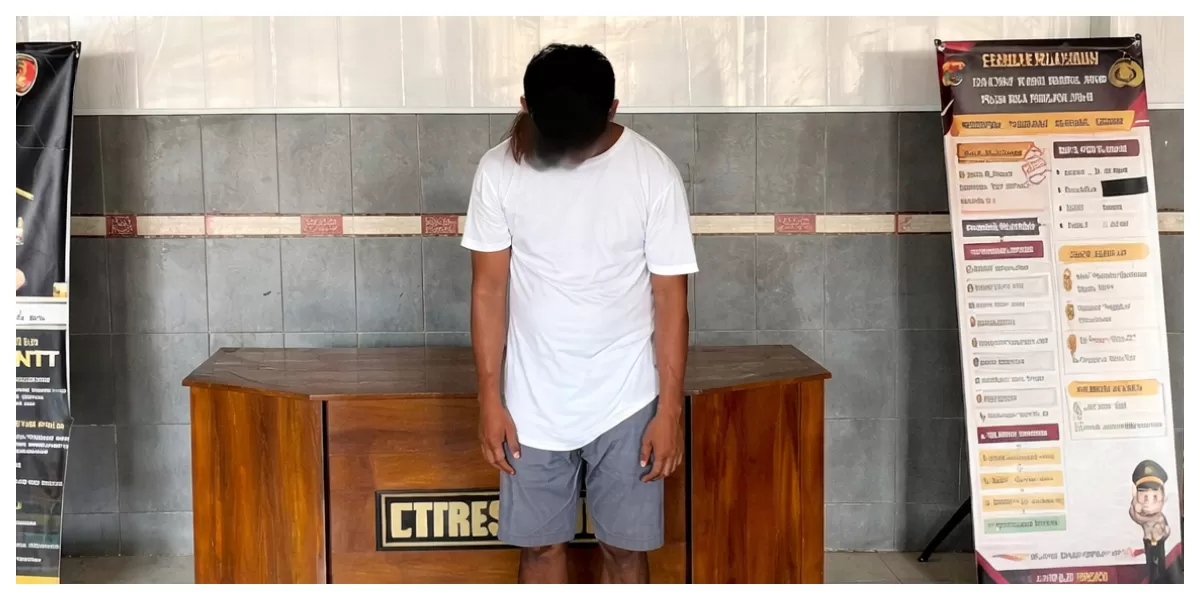 Salah satu pelaku saat diamankan polisi. (Foto TBN Polda NTT)