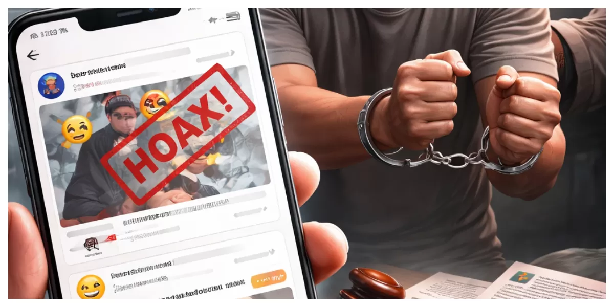 Ilustrasi aktivitas media sosial pada ponsel menggambarkan penyebaran informasi digital yang berpotensi melanggar hukum dan berujung pada proses penegakan hukum kepolisian. (Foto By OneAi)