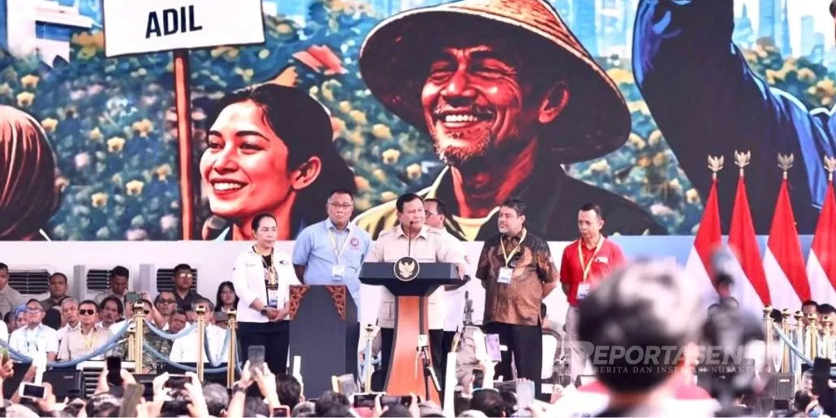 Presiden Prabowo Subianto menghadiri peringatan Hari Buruh Internasional 2026 bersama ribuan pekerja, sekaligus menyampaikan kebijakan perlindungan tenaga kerja nasional. (Foto/ist)