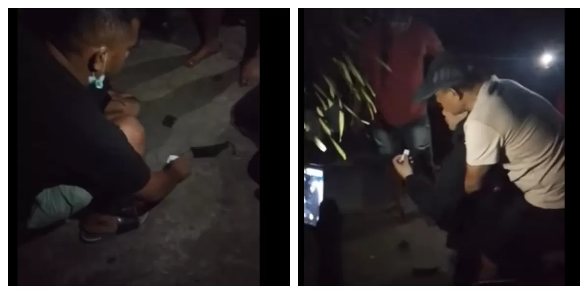 Petugas Ditresnarkoba Polda NTT menunjukkan lokasi pengamanan dua pemuda di Waioti, Maumere, setelah pemeriksaan laboratorium memastikan paket berisi gula bubuk. (Foto Ist.)