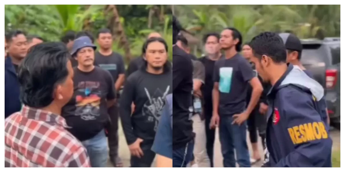 Petugas kepolisian bersiaga saat operasi penangkapan Bahroni alias Roni, pelaku penembakan Bripka Arya Supena, di Pesawaran, Lampung, Jumat pagi.