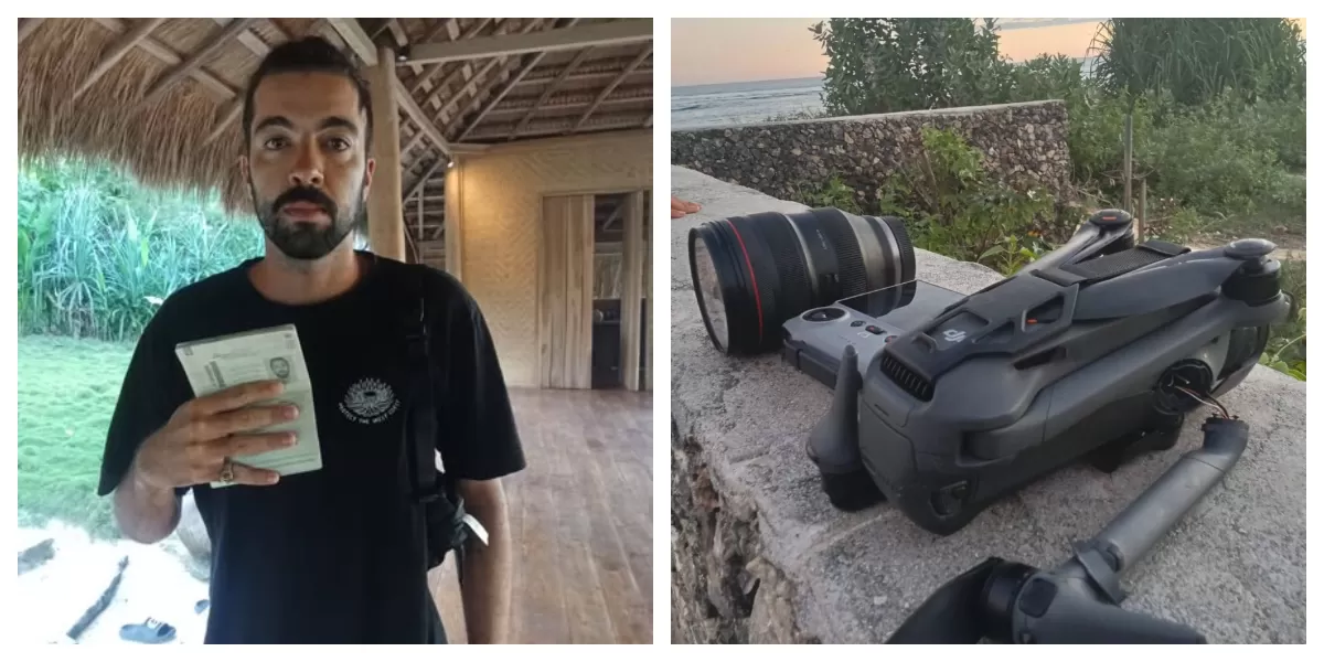 Wisatawan asal Brasil menunjukkan paspor serta sejumlah barang miliknya yang mengalami kerusakan setelah menjadi korban pencurian di Pantai Marosi. (Foto/ Sumba TV)
